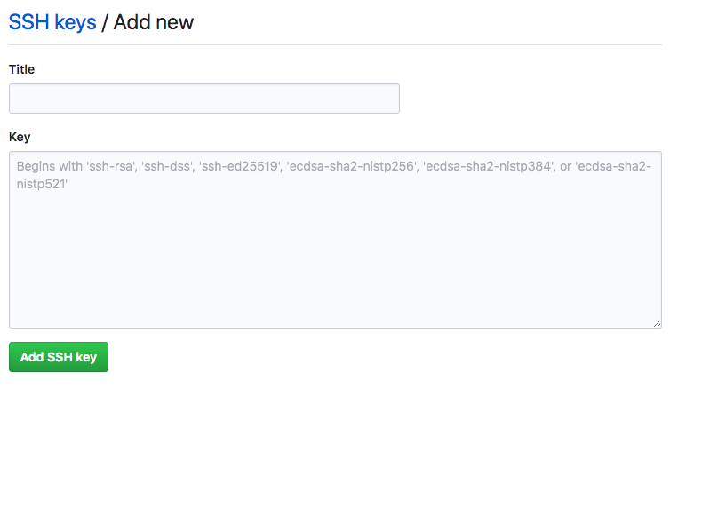 SSH keys 设置页面